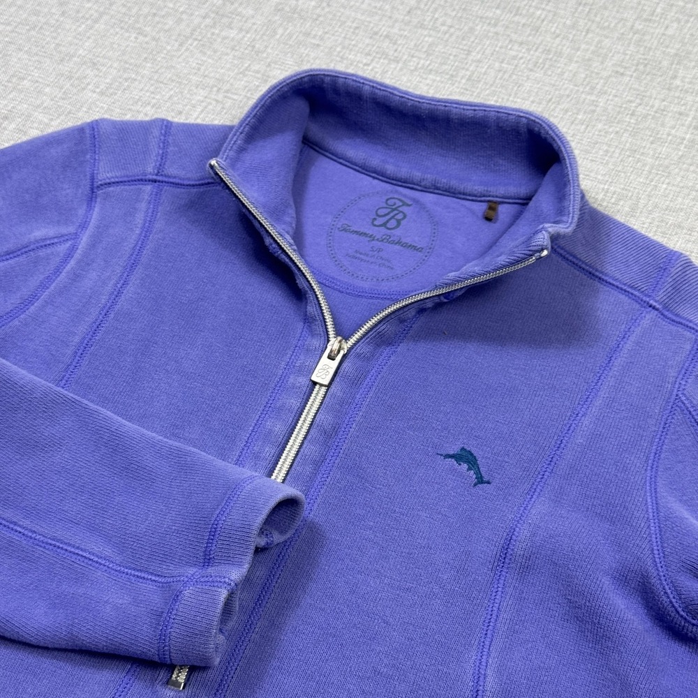 Tommy Bahama Sweatshirt Women S Purple Pullover 1/4 Zip Mock Neck Fleece Pockets